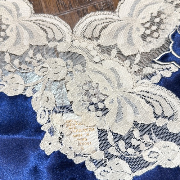 Vintage Victoria's Secret Navy Blue Satin Camisole with Lace Trim - Picture 3 of 8